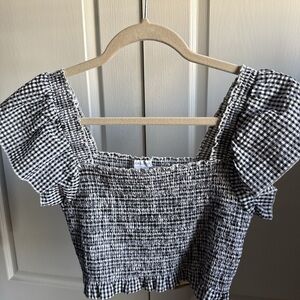 Sincerely Jules Monochrome Gingham Smocked Blouse